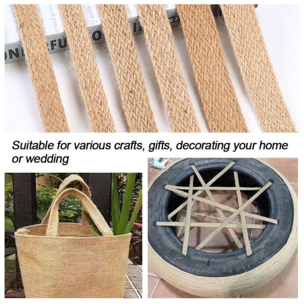 Flätat säckbandsrep Jute-rep 2CM 2cm
