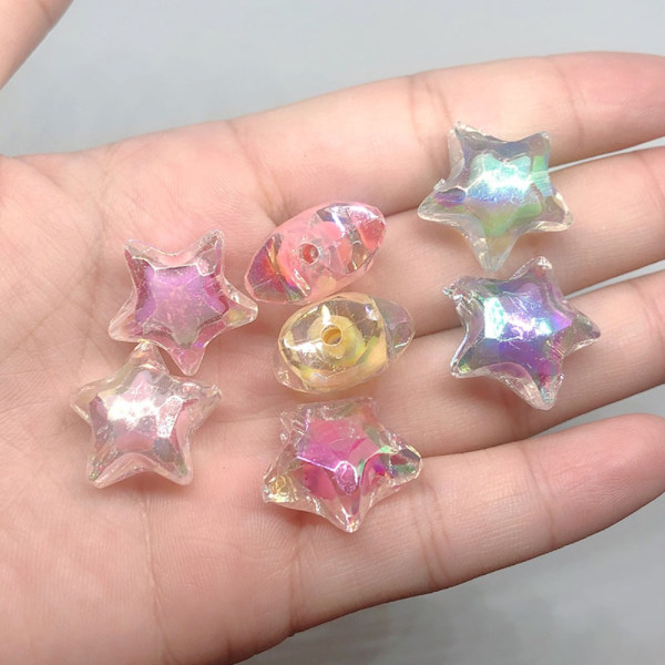 Star Beads Transparent Beads Farverig Perle