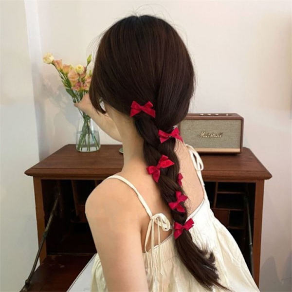 Bowknot Hårklämmor Rosett Hårnål VIT White