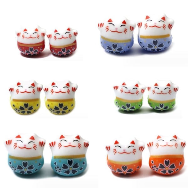 26ST Lucky Cat Beads Cat Porslin Spacer Beads Fortune Cat