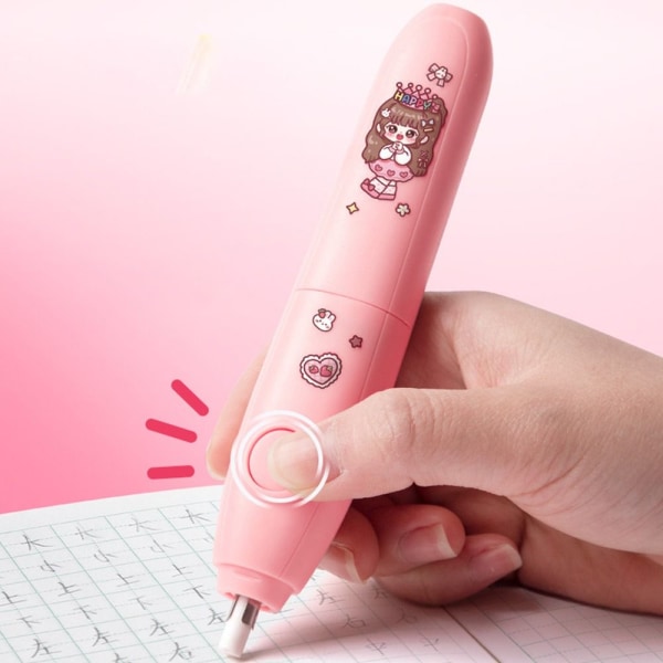 Elektrisk Viskelæder Automatisk Blyant Viskelæder PINK BATTERIDREV Pink Battery Powered-Battery Powered