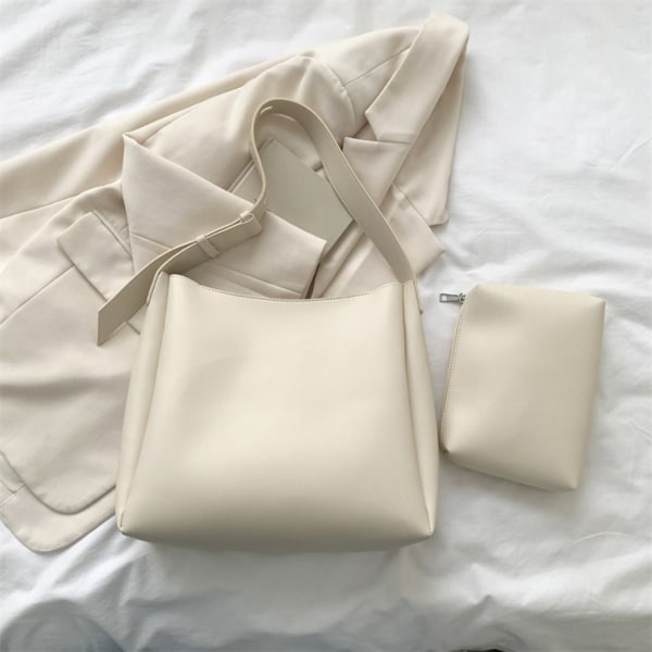 Leather Tote Bag Skulderveske HVIT white