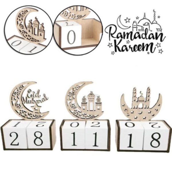 DIY Ramadan Nedräkningskalender 2023 Eid Mubarak träprydnad