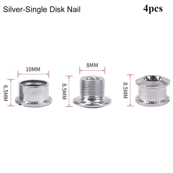 4st Kedjehjulsskruvar Kedjekrans Hjulbult SILVER ENKELDISK Silver Single Disk Nail-Single Disk Nail
