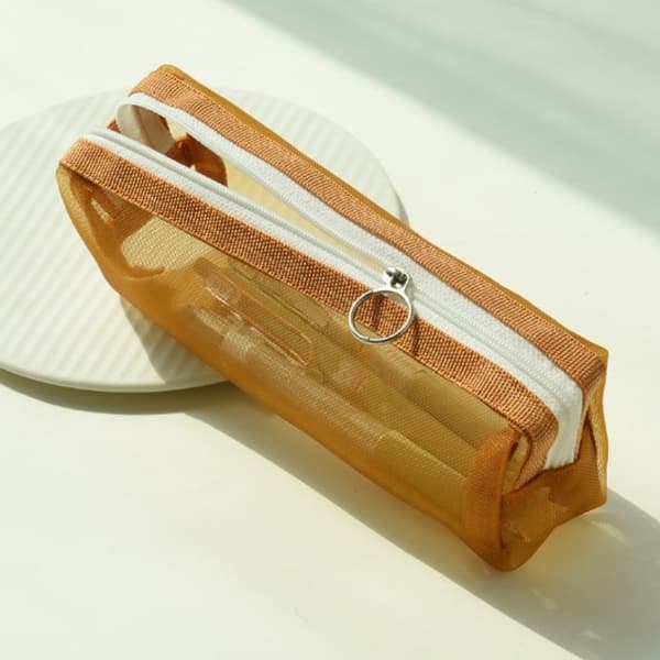 Transparent brevpapper Pennväska Nylon Mesh Case GRÅ Gray