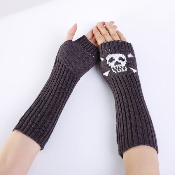 Lange håndledshandsker Strikkede fingerløse handsker SORT black