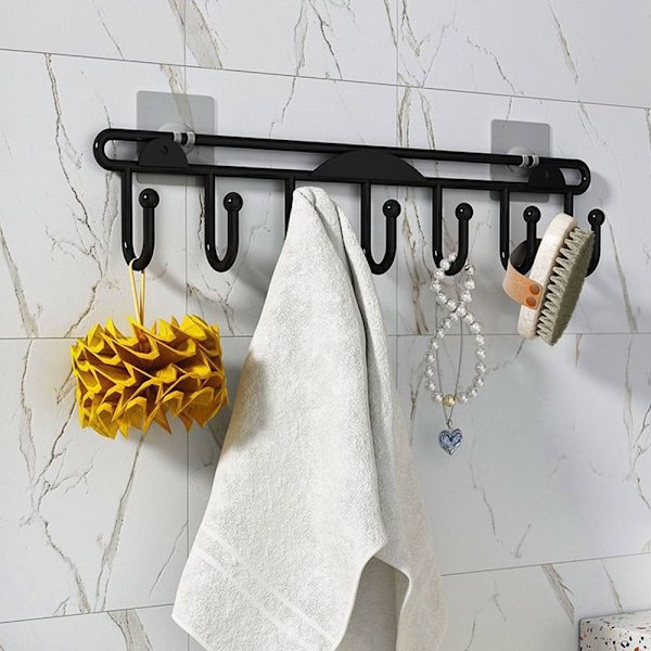 Vægmonteret stativ 7-krog Organizer SORT MINIMALISME MINIMALISME Black Minimalism-Minimalism