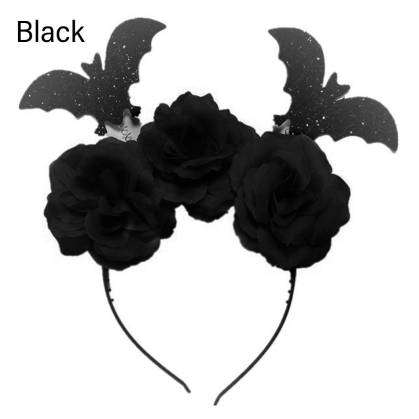 Farge Rose Flaggermus Pannebånd Witch Costume Hodeplagg SORT Black