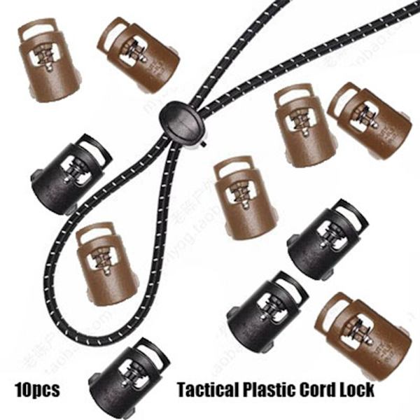 10 kpl Tactical Cord Lock Toggle Stopper RUSKEA Brown