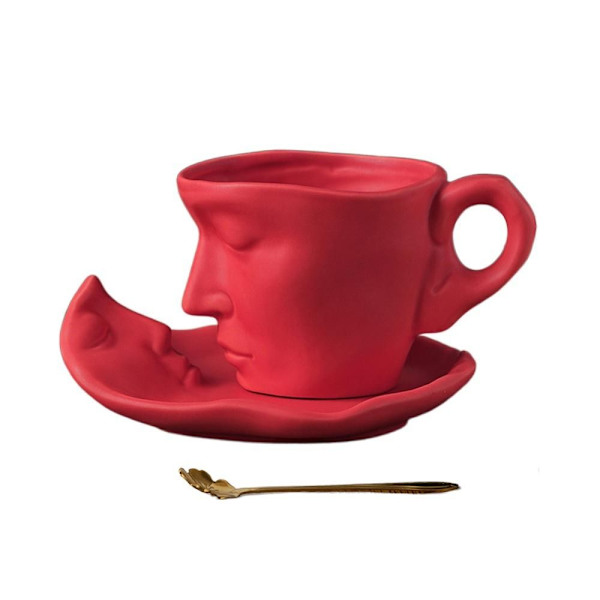 Keramisk ansiktskrus Thinker Coffee Cup RØD Red