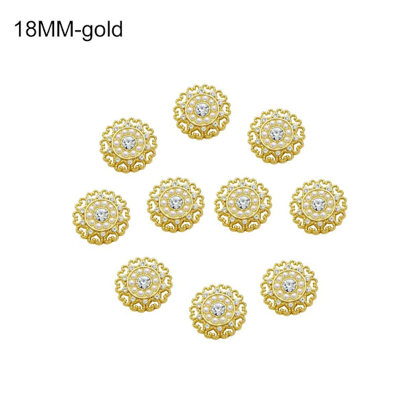10st Love Heart Strass Knappar Skjorta Knappar GULD 18MM gold 18MM