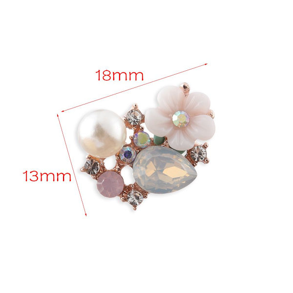 10 STK Flower Rhinestone Buttons Flatback Plating Pearl Hårnål