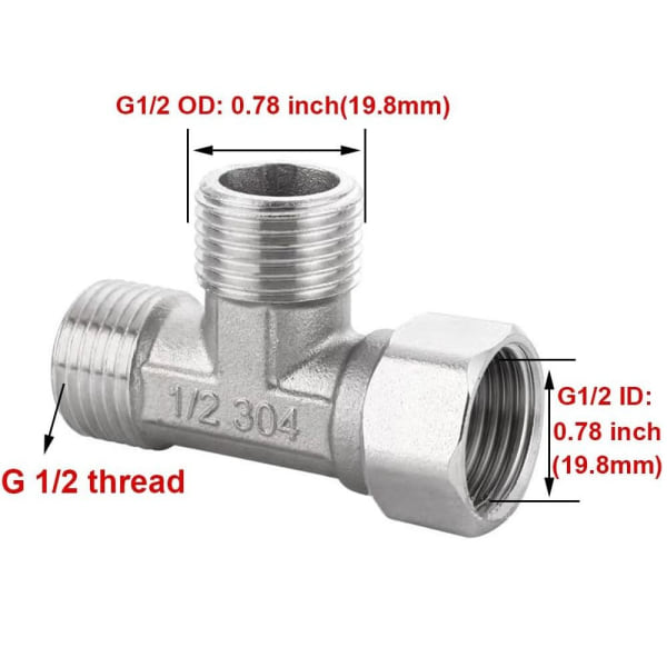 2 STK avledningsventil T Adapter VVS-sett 2PCS
