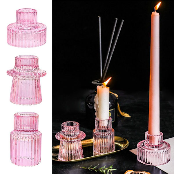 Ljushållare Ljusstake ROSA 1 SET 1 SET pink 1 set-1 set