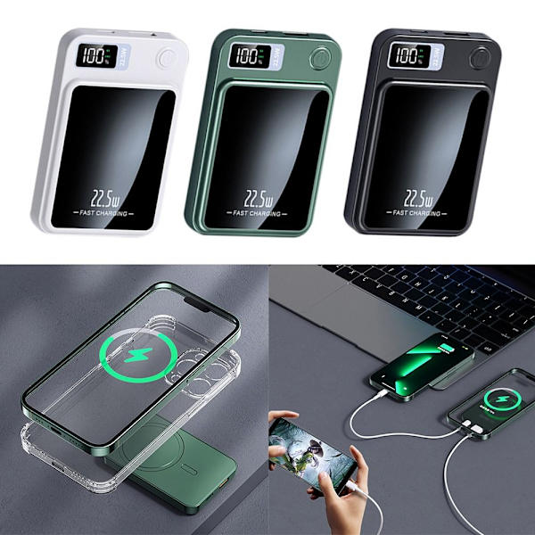 Langaton Powerbank Ulkoinen Apuakku Vihreä green