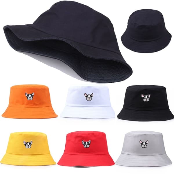 Bucket Hat Dog Brodeerattu HARMAA grey