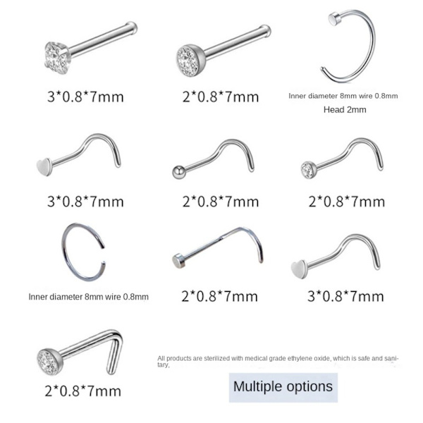 12/21 st Nos Studs Nostril Studs Skruvar 12PCS 12PCS 12Pcs
