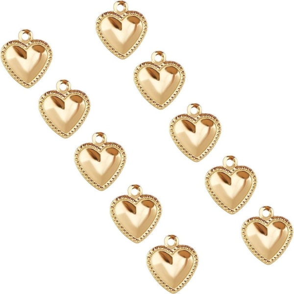 Golden Puffy Heart Charms Vedhæng Lille hul Heart Charms