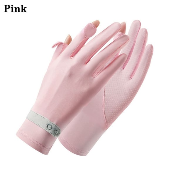 Ice Silk Gloves Sun Protection Gloves PINK pink