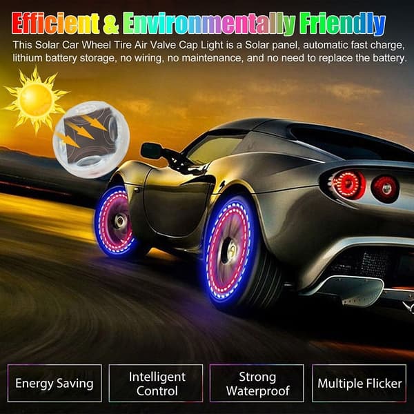 Bil Hjulnav Ljus Ventil Cap Light Solar Light