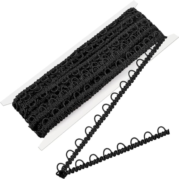 Gimp Braid Trim Elastisk knapløkke SORT black