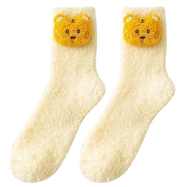 Fuzzy Animal Socks 3D Animal Sarjakuvasukat KELTAINEN Yellow