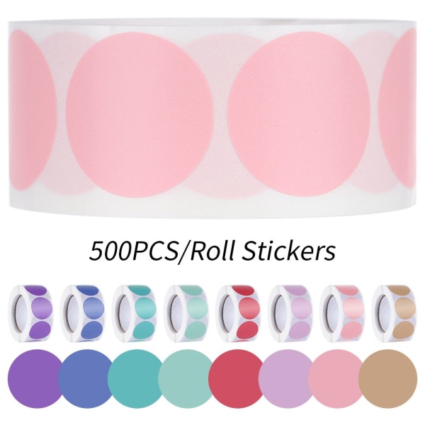 500st/Rull Pricketiketter Stickers Seal Etiketter LJUSROSA light pink