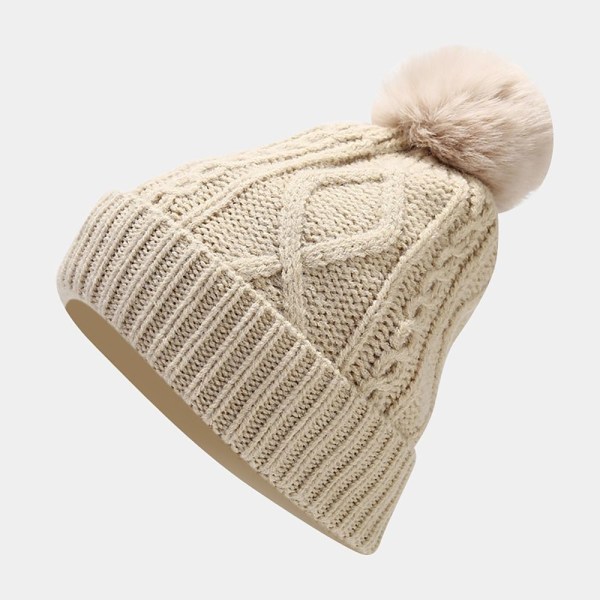 Hat Tørklæde Handsker Sæt Strikket Beanie Cap BEIGE BEIGE