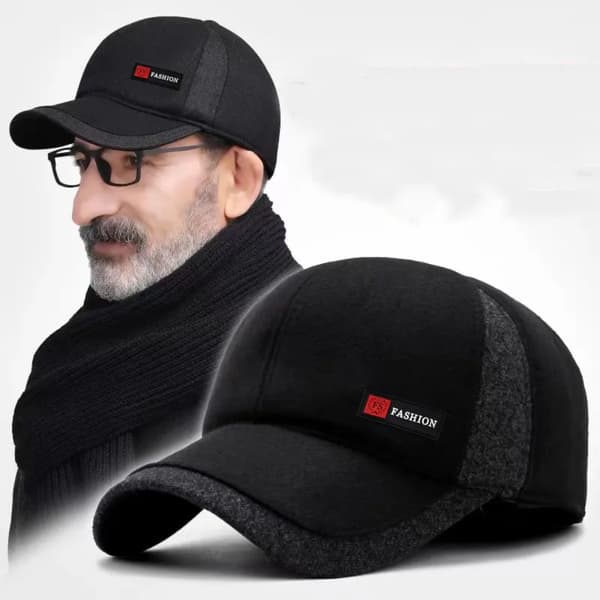Vinterhattar Cap för män SVART Black