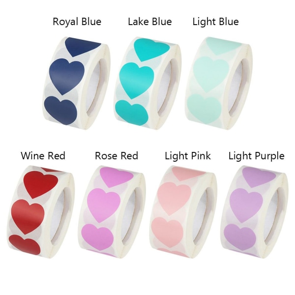 500 st Love Heart Shaped Seal Etiketter ROSE RED rose red
