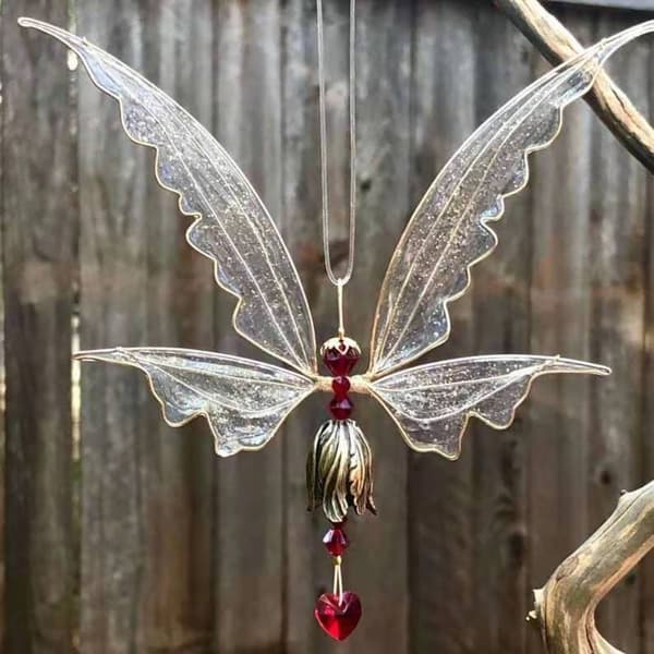 Wind Chime Angel Butterfly RÖD red