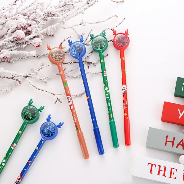 4 kpl Christmas Neutral Pens Elk Sequins Pen VIHREÄ green