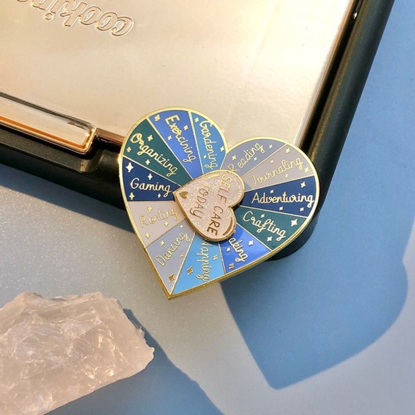 Hjerte Pladespiller Emaljestift Hjerte Roterende Badge COOL COLOR COOL Cool Color