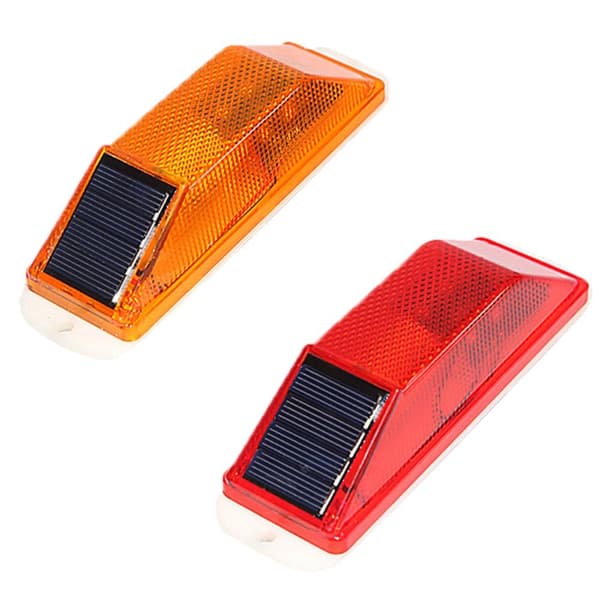 2stk Advarsel LED Lampe Strobe Solar Lampe RØD red