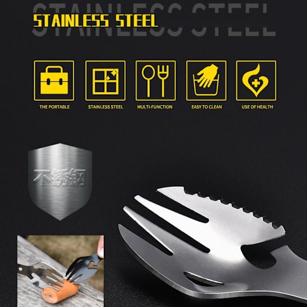 Outdoor Fork Spoon Pullonavaaja MUSTA Black