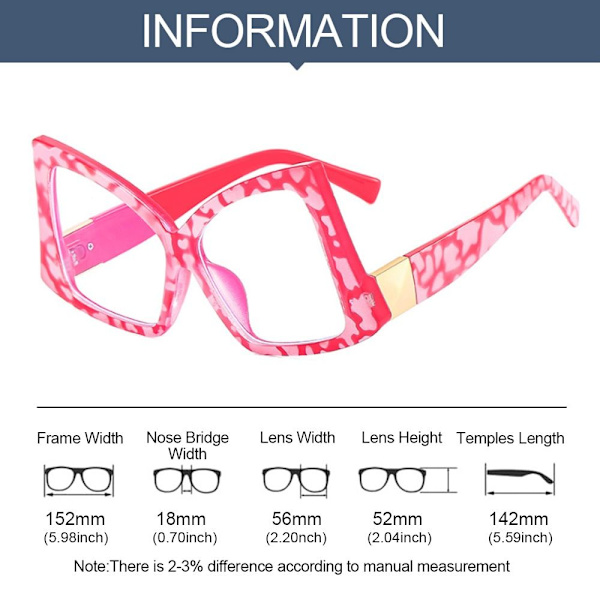 Anti-Blue Light Glasses Ylisuuret silmälasit ROSE RED Rose red