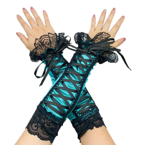 Lace Lange Handsker Halvfinger Handsker BLÅ blue