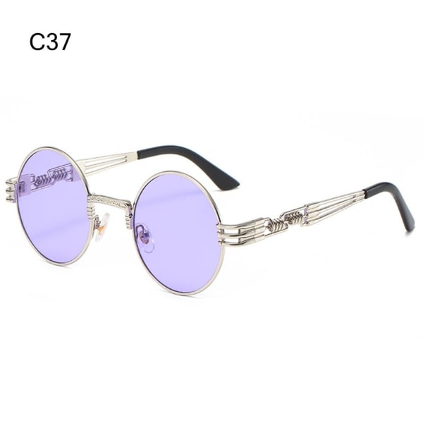 Pyöreät Steampunk-aurinkolasit Metallirunkoiset aurinkolasit C37 C37 C37