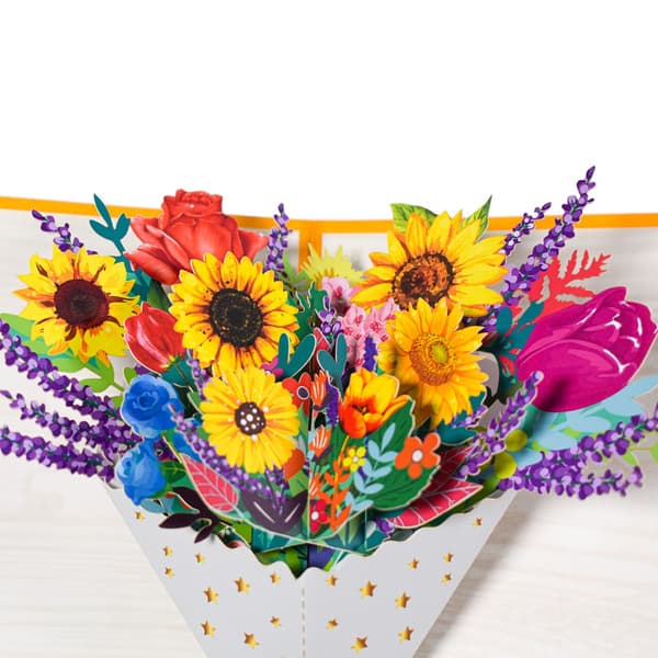 3D buketkort Blomster lykønskningskort E E E