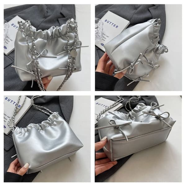 Skuldertaske Shopper Taske SØLV silver