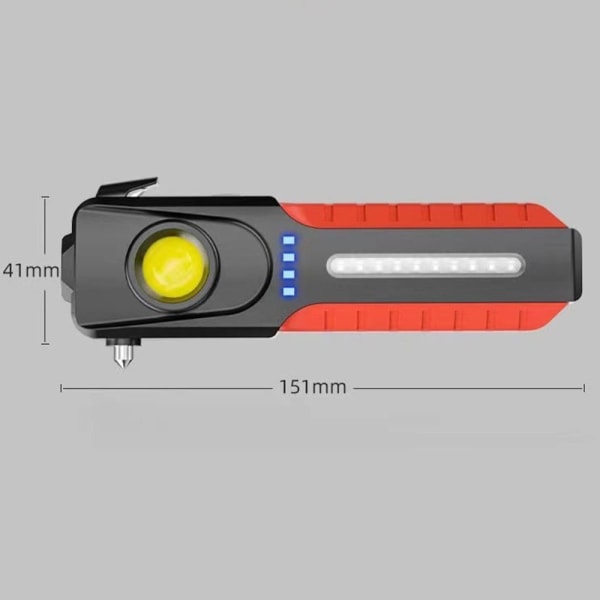 LED-taskulamppu turvavasara taskulamppu USB lataus edef | Fyndiq