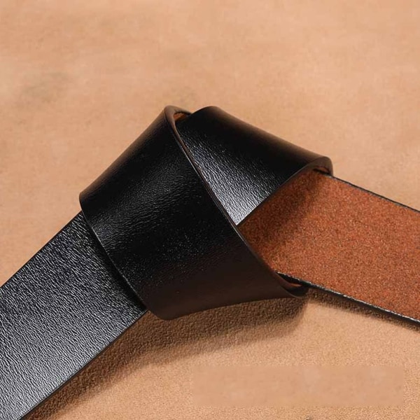 Ægte læder bælte uden spænde bælte 01 Black 3.3cm