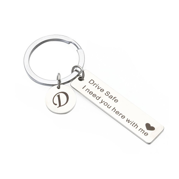 Drive Safe Keychain A-Z 26 Initialer Bokstäver Nyckelring D D