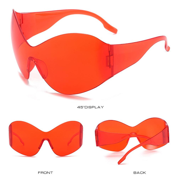Ylisuuret futuristiset aurinkolasit Y2K aurinkolasit RED RED Red