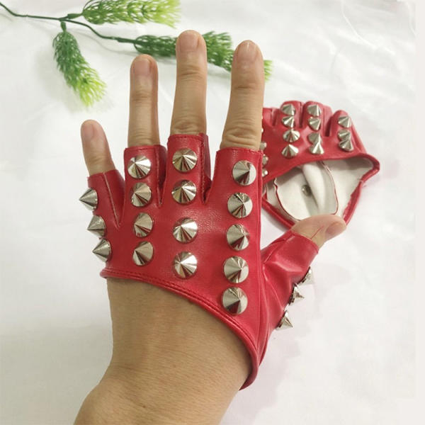 Punk Handskar Half Finger Handskar SVART SMAL NIT SMAL NIT black smal rivet-smal rivet