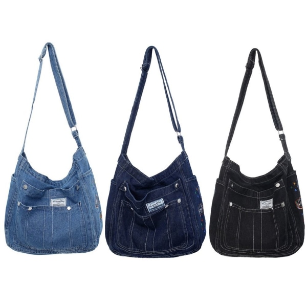 Denim Axelväskor Crossbody-väska MÖRKBLÅ dark blue