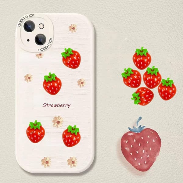 50 kpl Strawberry Flatback Charms Flatback Beads Mini Fruit