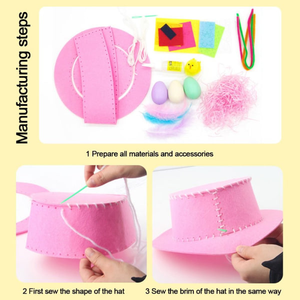 Pääsiäishattusarja Bunny Egg Material Kit PINK pink