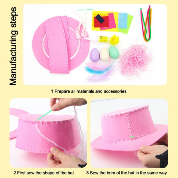 Påske Hat Kit Bunny Egg Material Kit PINK pink