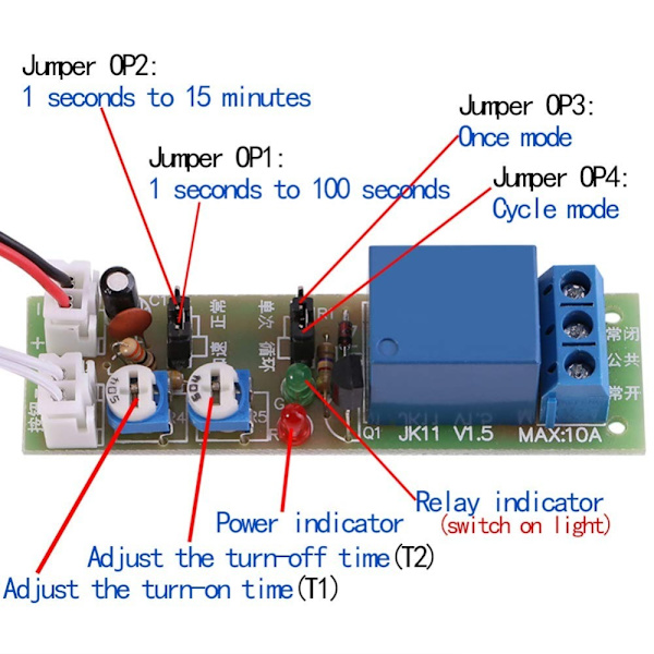 Justerbar Tidsbryter Modul Timer Relé Modul Timer Delay